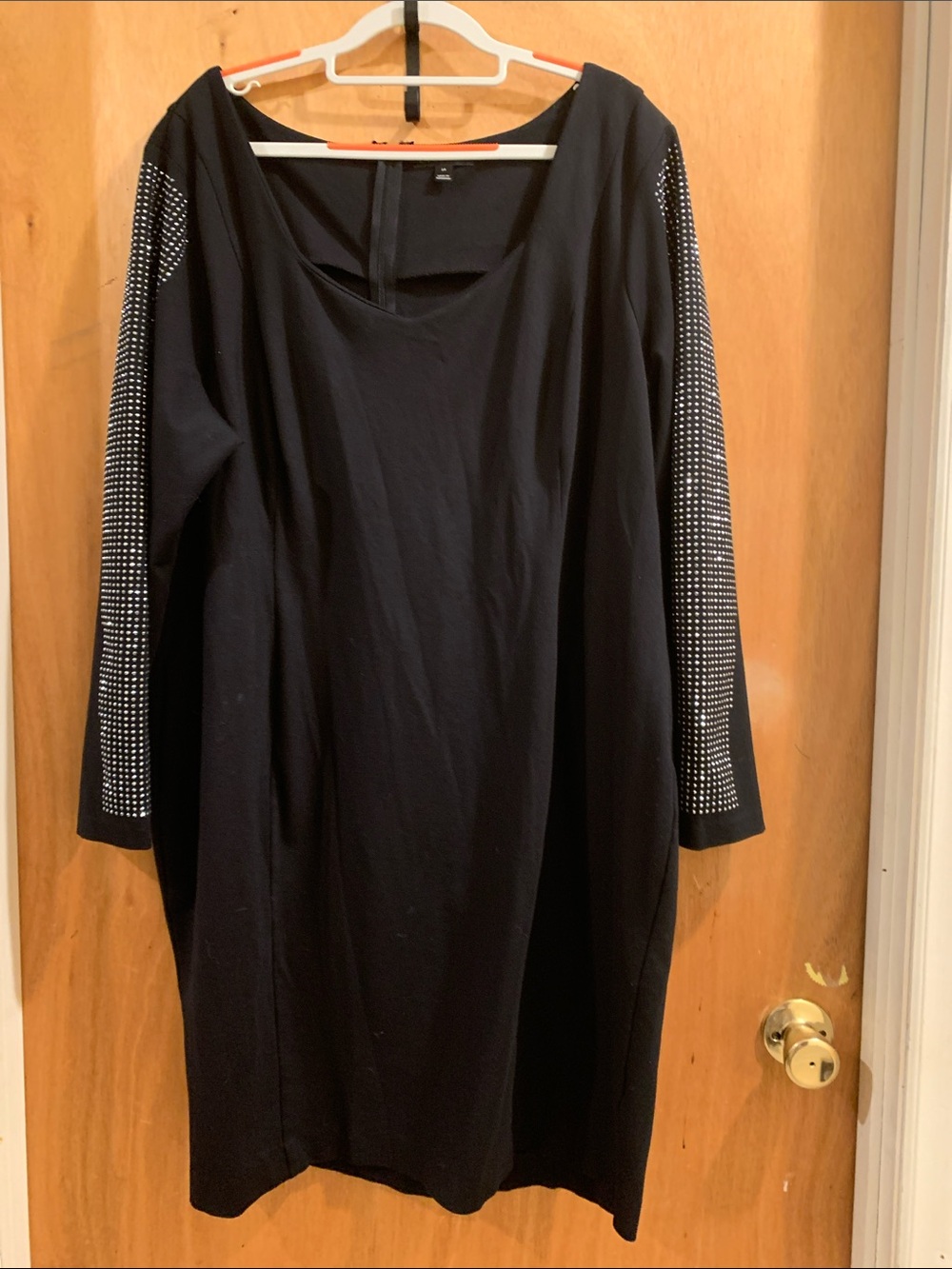 Lane Bryant Black Long Sleeve Shift Dress with Studded Sleeve Detail